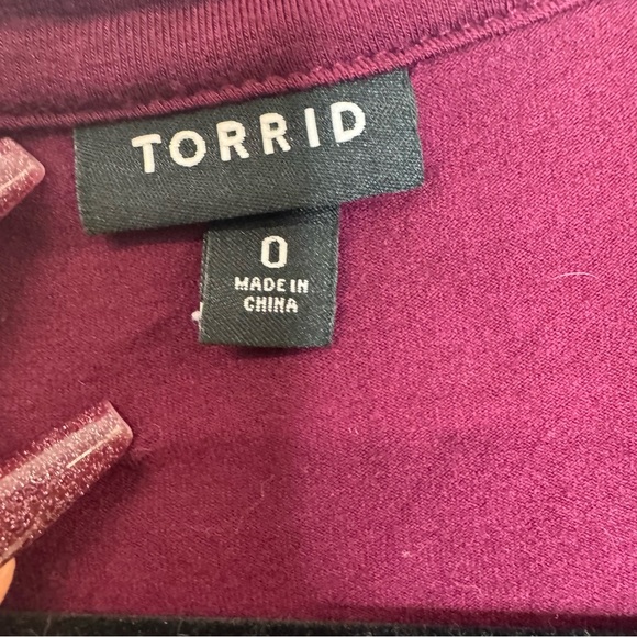 Torrid Womens Berry Skater Knee Length Dress Plus Size 0 3/4 Sleeve Stretch - Picture 4 of 4